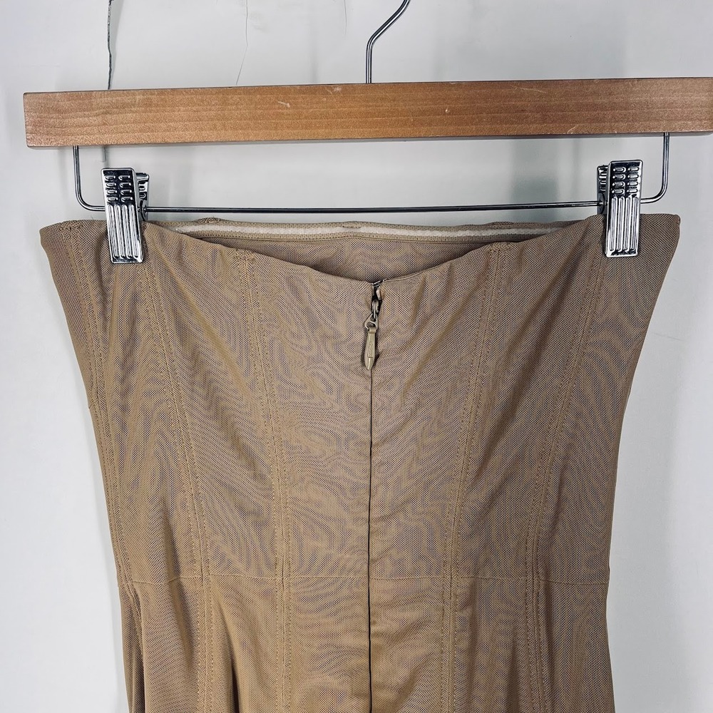 Outcast Womens Tan Mesh Strapless Corset Top Size M Boning Detail Back Zip - Picture 5 of 13